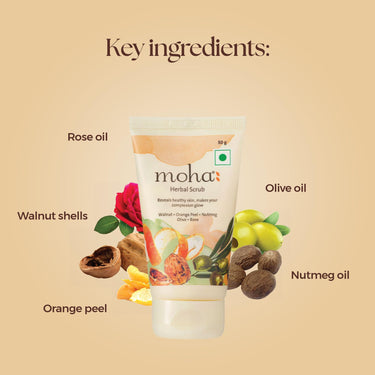 Moha Face Wash, Aloe Vera Gel & Herbal Scrub for Nourished and Bright Skin With Goodness Of Natural Herbs (100g - Combo Pack Of 3)